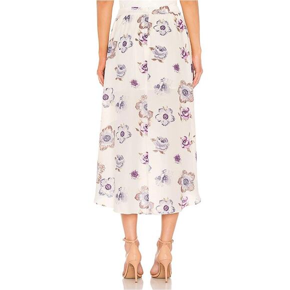 JOA Just One Answer White Lavender Purple Floral Faux Wrap Hi-Low Skirt Small - Picture 9 of 9